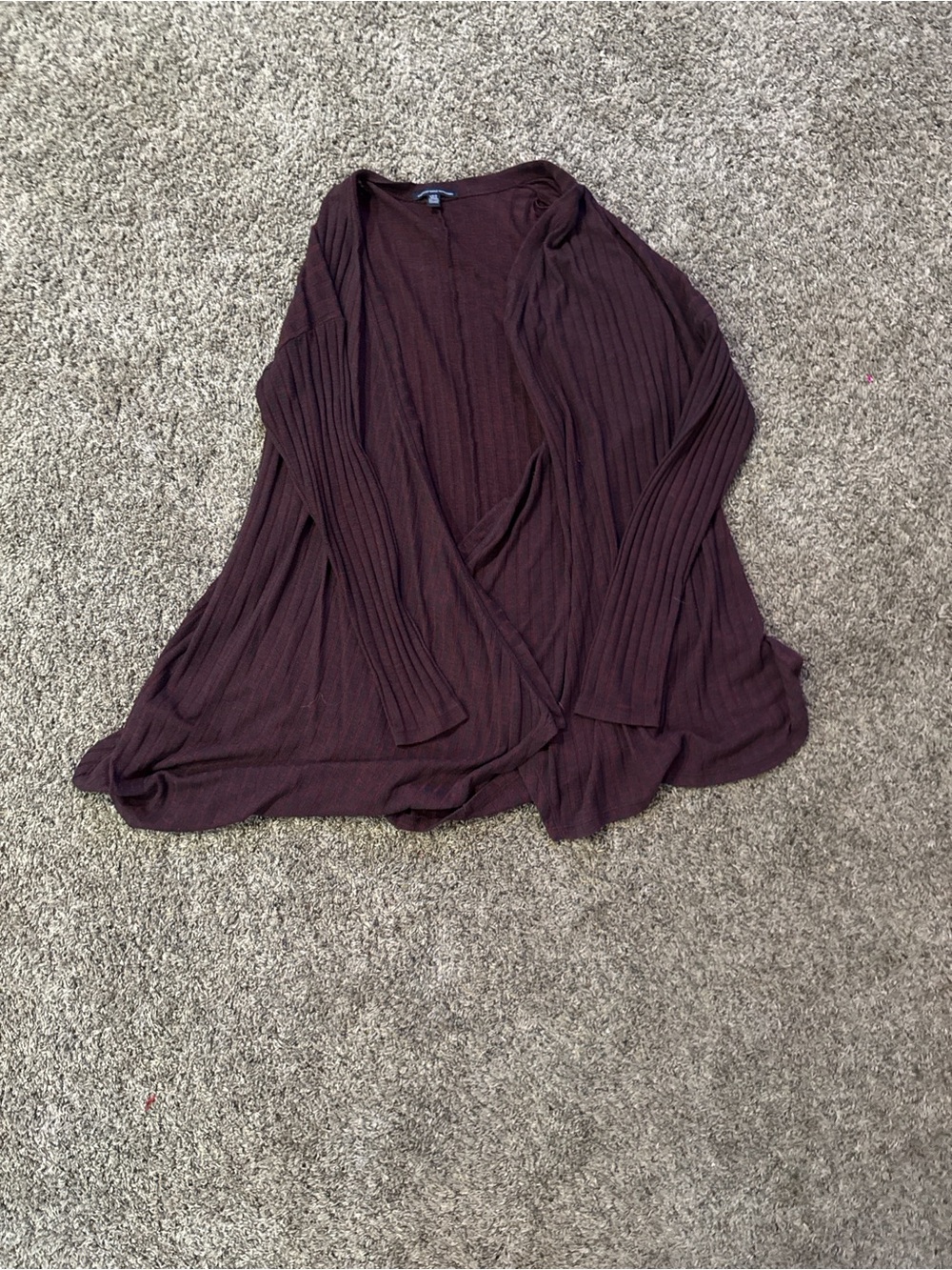 American Eagle Outfitters Ribbed Open-Front Cardigan - Plum